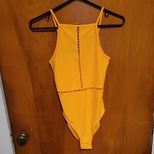 Divided Bodysuit Size Small, Bright Orange